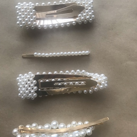 4 Faux Pearl Oversized Embellished Hair Pins Clips - Picture 4 of 4